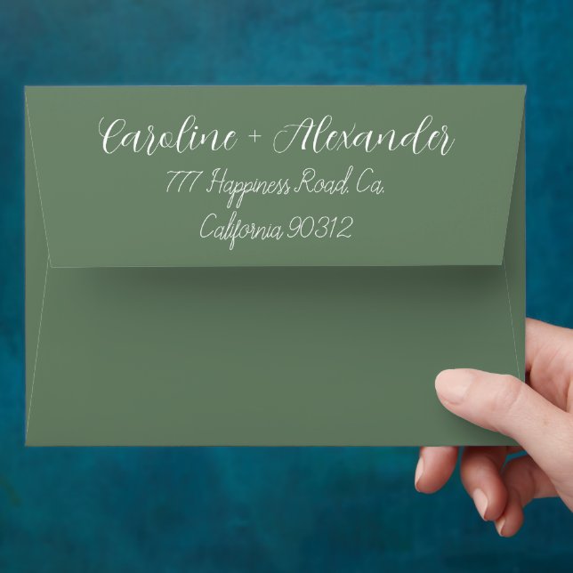 Enveloppe Sage Green Modern Mariage Chic Adresse de retour (Hand)