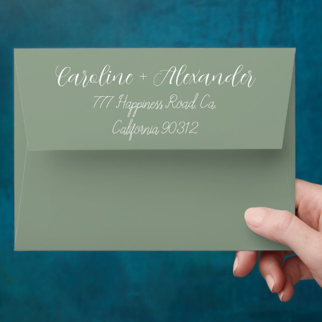 Enveloppe Sage Green Modern Mariage Chic Adresse de retour (Hand)