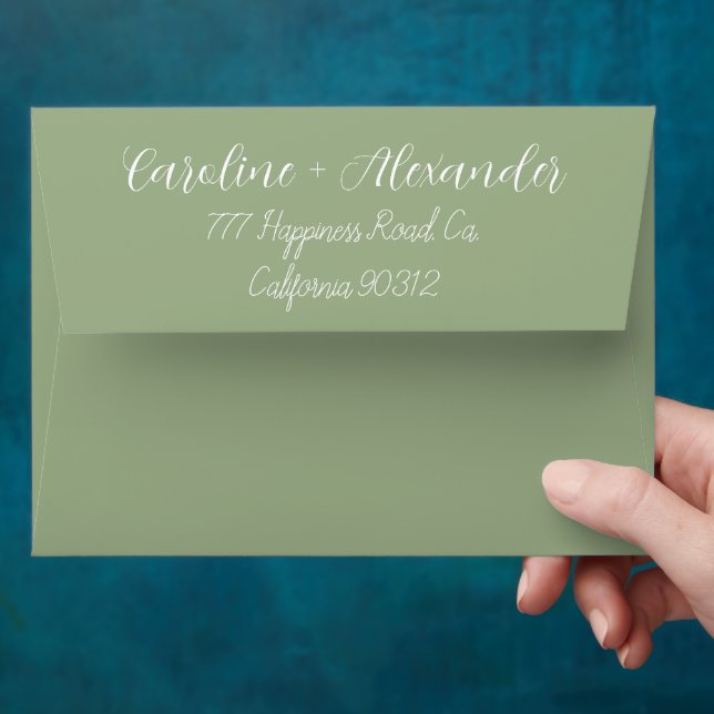Enveloppe Sage Green Modern Mariage Chic Adresse de retour (Hand)
