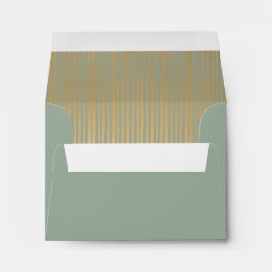 Enveloppe Sage Green Moderne Or rayé RSVP