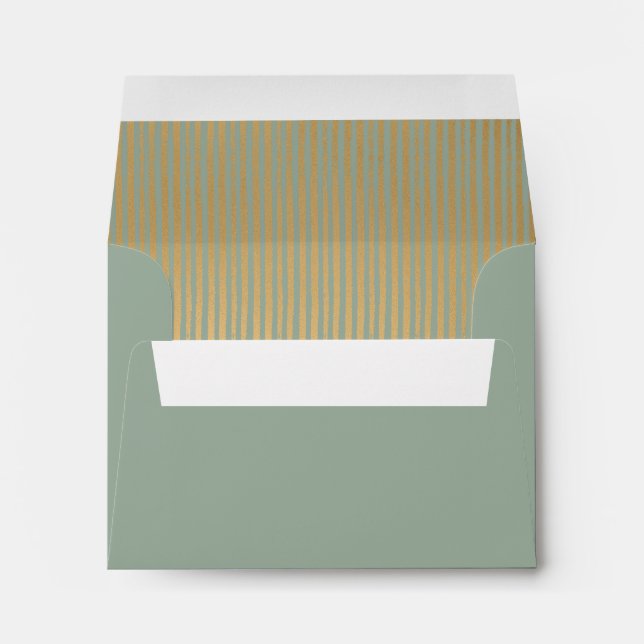Enveloppe Sage Green Moderne Or rayé RSVP (Dos (Bas))