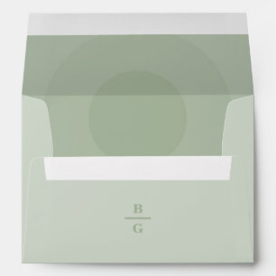 Enveloppe Sage Green Monogramme moderne 5x7 Faire-part de ma