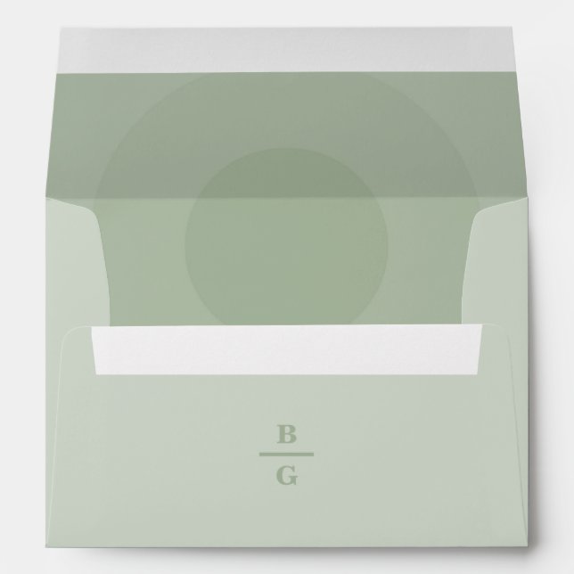 Enveloppe Sage Green Monogramme moderne 5x7 Faire-part de ma (Dos (Bas))