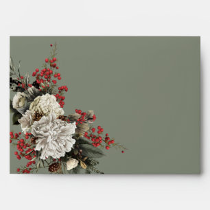 Enveloppe Sage Green Noël Élégant Floral Adresse de retour