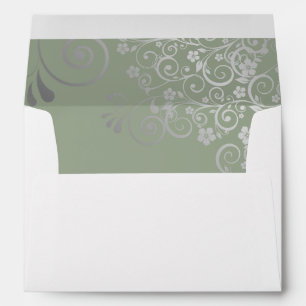 Enveloppe Sage Green Simple Élégant Mariage Filigree