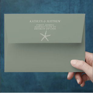 Enveloppe Sage Green Starfish Beach Destination Mariage