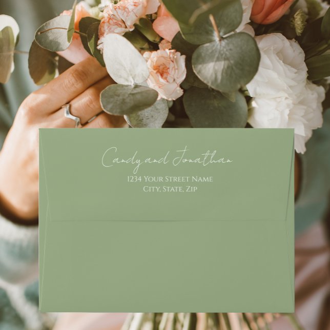 Enveloppe Sage Green Style simple Mariage de script moderne (In Situ Flowers)