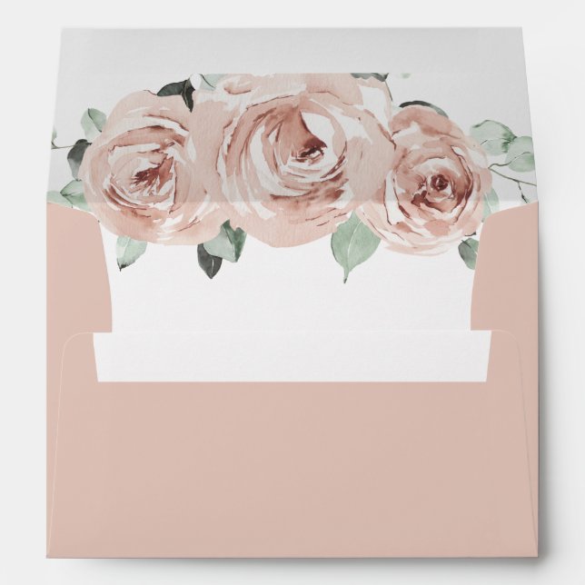 Enveloppe Sage Greenery Rose Floral Dusty Rose Mariage (Dos (Bas))