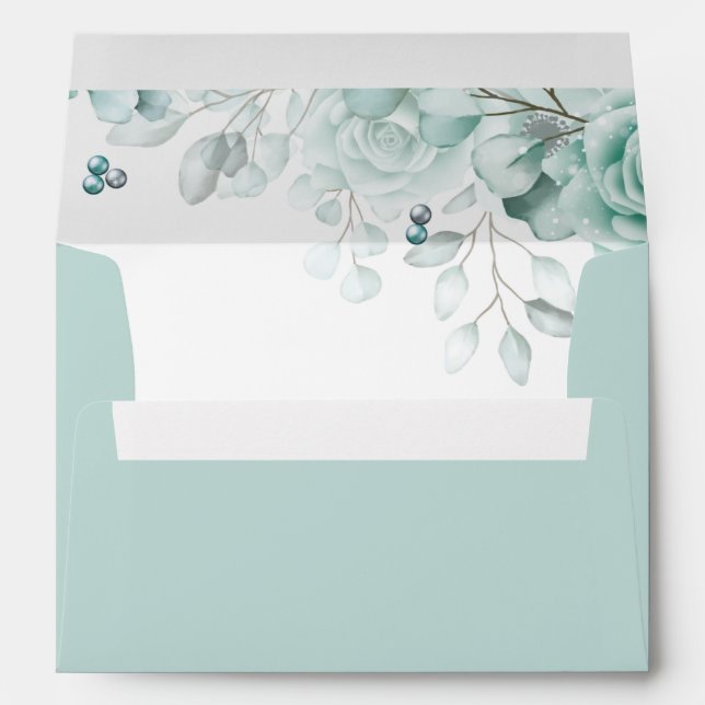 Enveloppe Sage greens Floral Mariage (Dos (Bas))