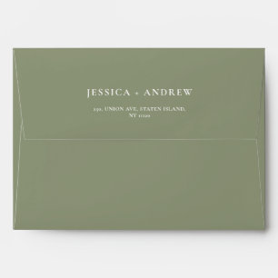 Enveloppe Sage minimaliste vert & blanc Mariage simple