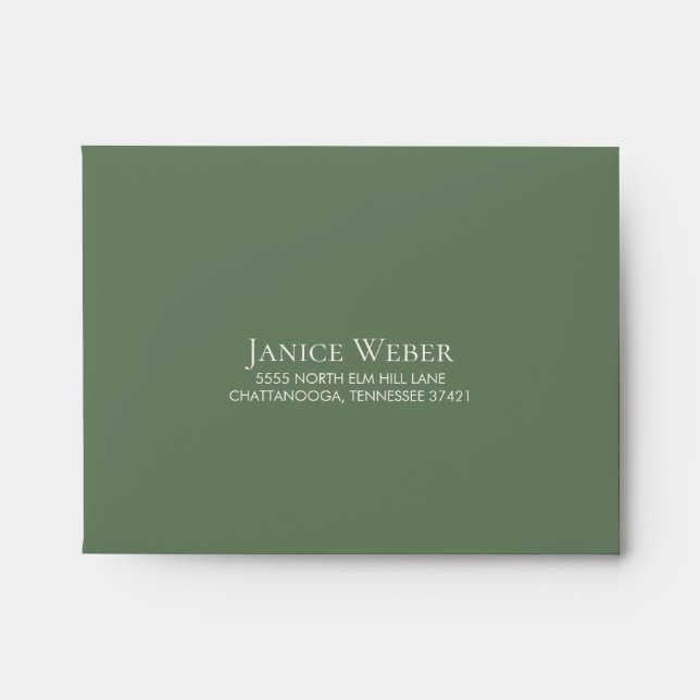Enveloppe Sage Moss Green Feuilles Crème RSVP Retour (Devant)