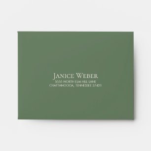 Enveloppe Sage Moss Green Feuilles Crème RSVP Retour
