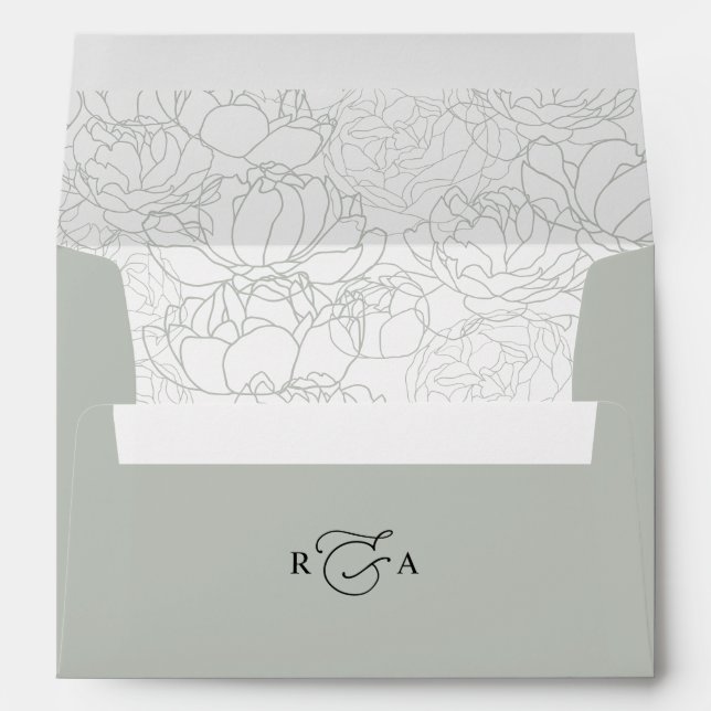 Enveloppe Sage rustique avec Monogramme d'adresse de retour  (Dos (Bas))