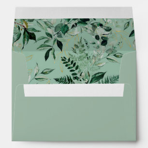 Enveloppe Sage Vert Aquarelle Verdure feuillage mariage