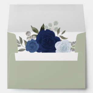 Enveloppe Sage Vert Bleu Floral Mariage élégant