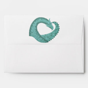 Enveloppe Sage vert coeur dragon sur blanc