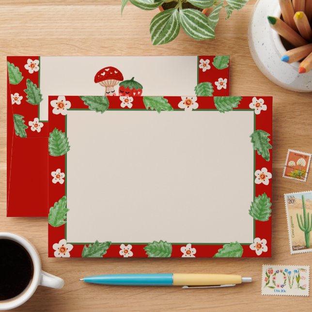 Enveloppe Saint-Valentin aux fraises des champigno (Desk)