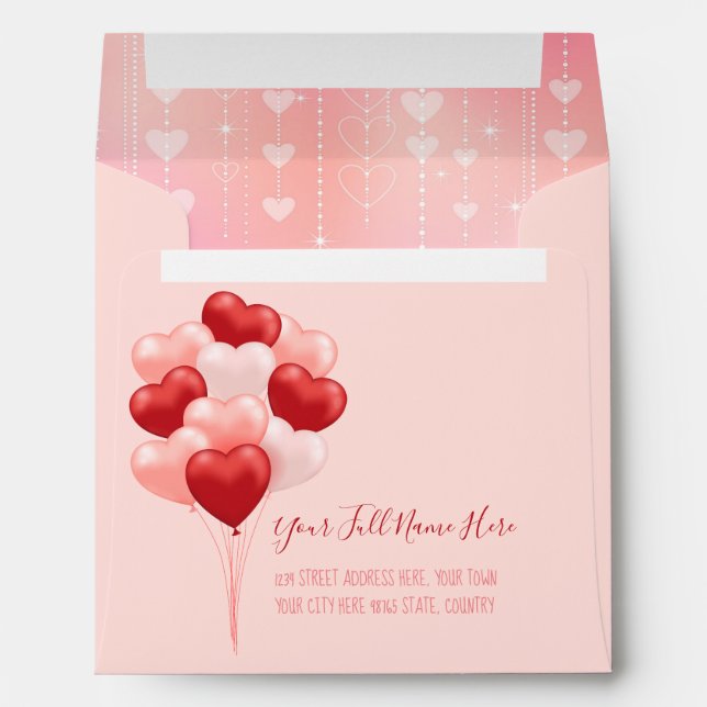 Enveloppe Saint-Valentin Coeurs roses et bleus (Dos (Bas))