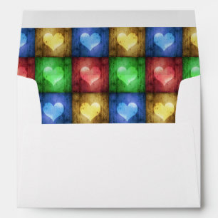Enveloppe Saint Valentin coloré Coeurs rustiques