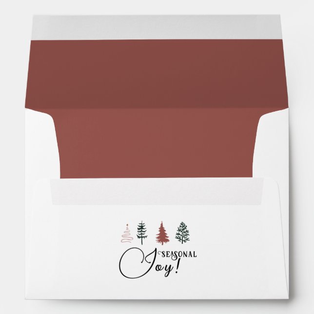Enveloppe Saison De Joie ! Arbres d'art de la ligne Noir & T (Dos (Bas))