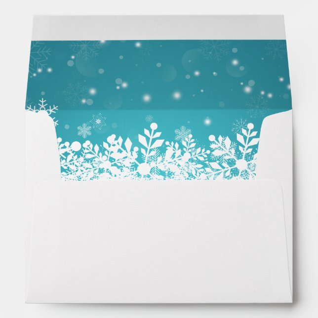 Enveloppe Saison de vacances Turquoise Winter Snowflakes (Dos (Bas))