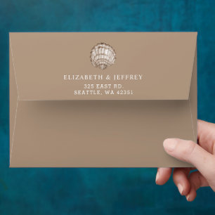 Enveloppe Sandy Seashells Marine Ocean Beach Mariage