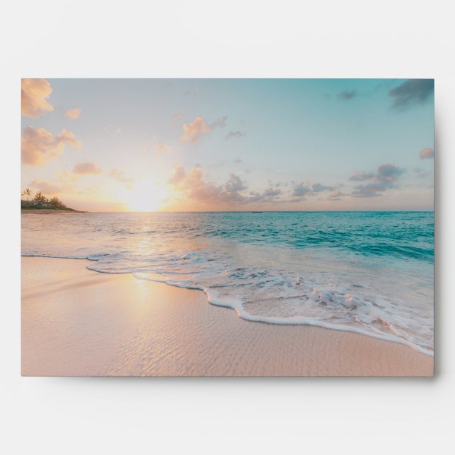 Enveloppe Sandy Tropical Beach avec adresse de retour (Devant)