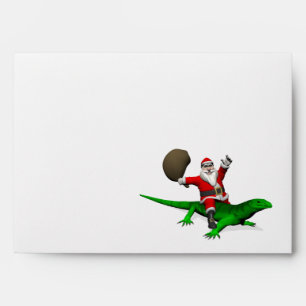 Enveloppe Santa Claus Riding Green Lizard
