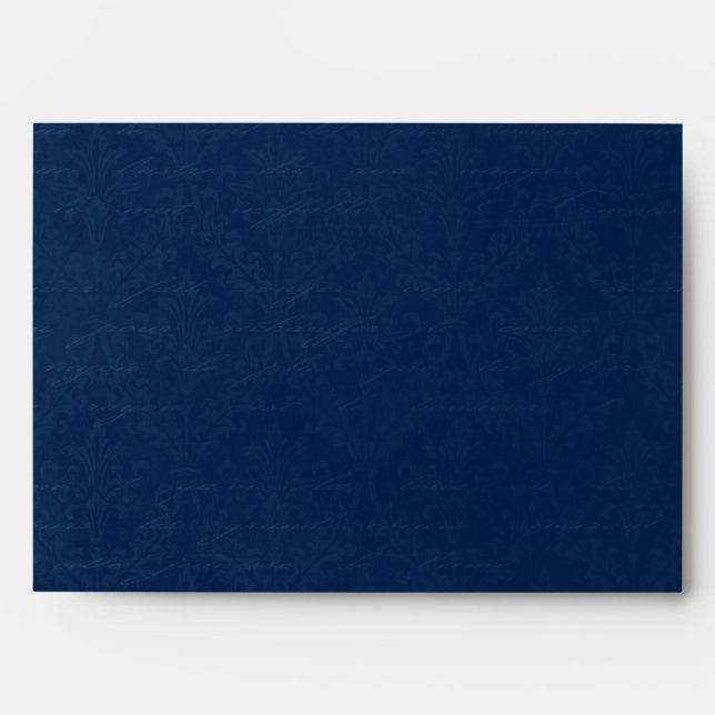Enveloppe Sapphire Bleu Damas Custom Linen Mariage A-7 (Devant)