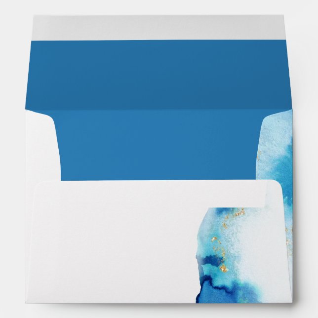 Enveloppe Sapphire moderne aquarelle Agate JustCards™ (Dos (Bas))