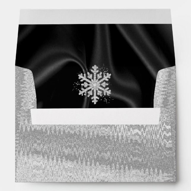 Enveloppe Satin d'argent, Flocon de neige Diamant de soie no (Dos (Bas))