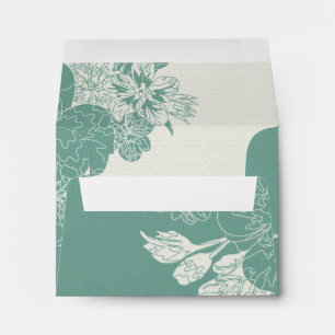 Enveloppe Sauge et blanc, réponse florale esquissée de