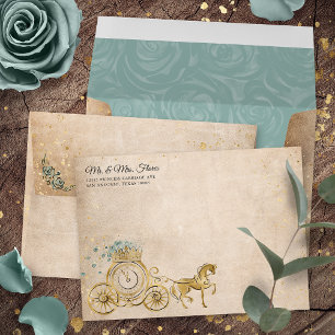 Enveloppe Sauge sarcelle Or mousse de mer Princesse Adresse