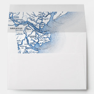 Enveloppe Savannah Géorgie Carte Mariage bleu marine