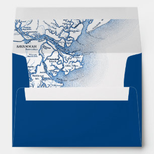 Enveloppe Savannah Géorgie Carte Mariage bleu marine