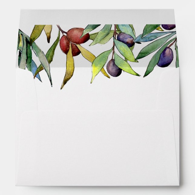 Enveloppe Savoureux Olives Toscane Mariage d'aquarelle (Dos (Bas))