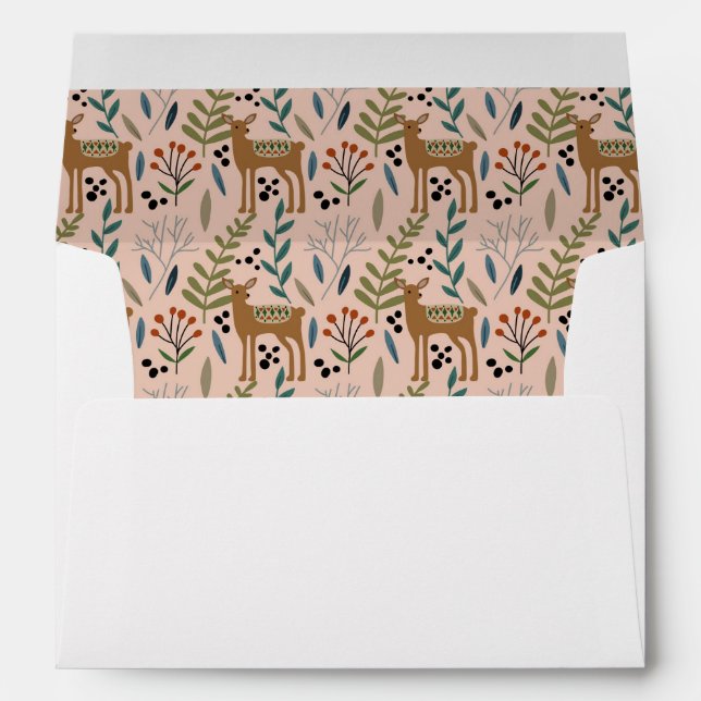 Enveloppe Scandi Floral Folial Reindeer Rose Adresse de reto (Dos (Bas))