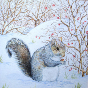 Enveloppe scène de neige d'écureuil gris