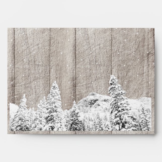 Enveloppe Scène Rustique de neige d'hiver gris clair grange  (Devant)