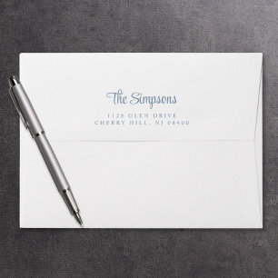Enveloppe Script bleu foncé moderne blanc Adresse de retour