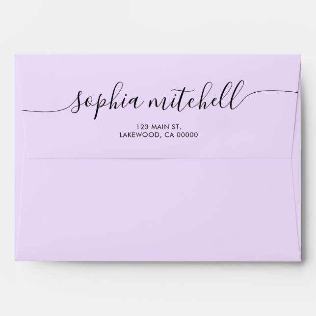 Enveloppe Script Calligraphie Pastel Purple (Dos (Haut rabat))