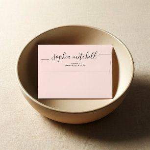 Enveloppe Script Calligraphie rose