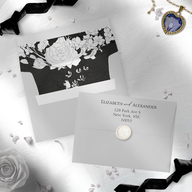 Enveloppe Script d'adresse de retour et de revêtement noir e (Créateur téléchargé)