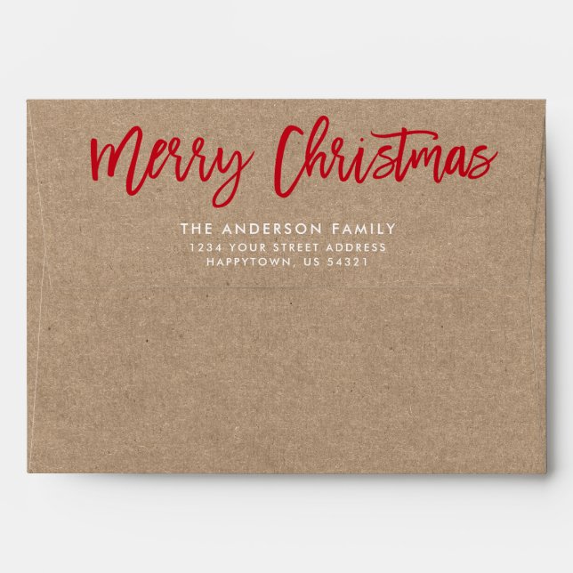 Enveloppe Script de brosse moderne Joyeux Kraft de Noël (Dos (Haut rabat))