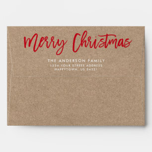 Enveloppe Script de brosse moderne Joyeux Kraft de Noël
