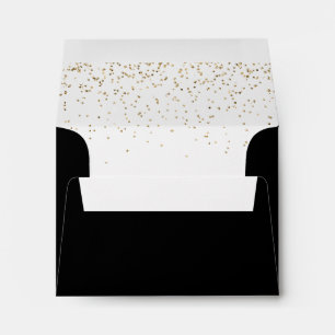 Enveloppe Script de fantaisie Gold Confetti auto-adressé RSV