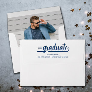 Enveloppe Script de graduation moderne photo Lined