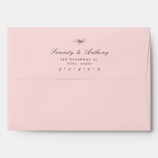 Enveloppe Script d'élégance classique rose Mariage simple (Dos (Haut rabat))