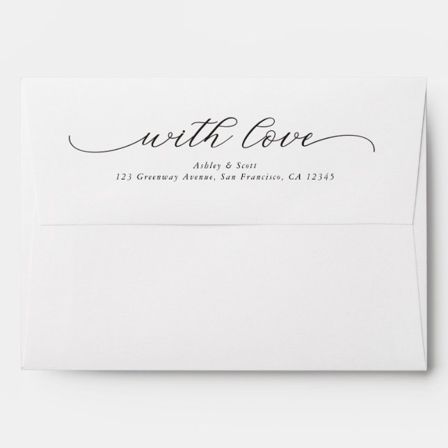 Enveloppe Script élégant avec l'amour préimprimé Adresse de  (Dos (Haut rabat))