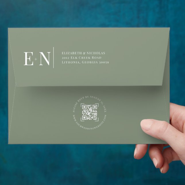 Enveloppe Script élégant | Code QR préadressé avec photo (Hand)